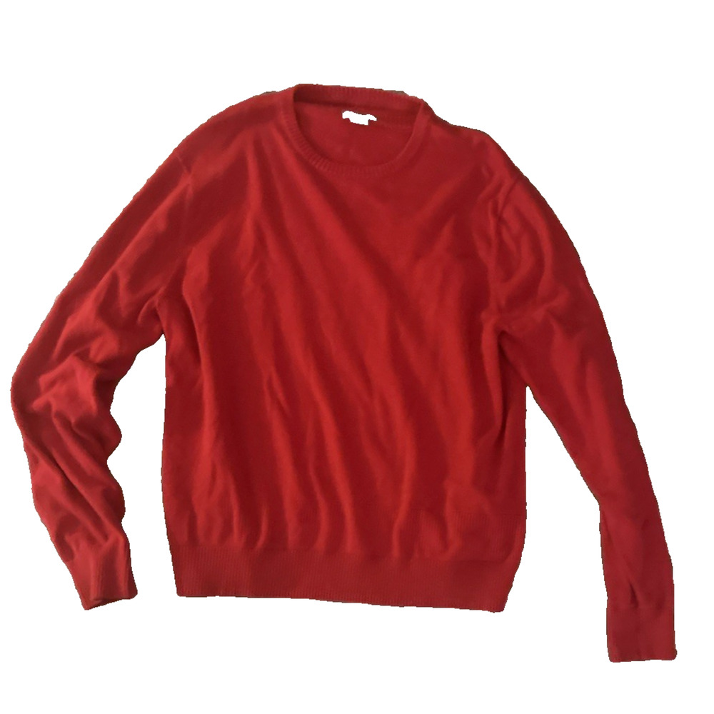 JCP JC Penneys Mens 100% Cotton Sweater Red Combed Crew Neck Long Sleeve Size XL